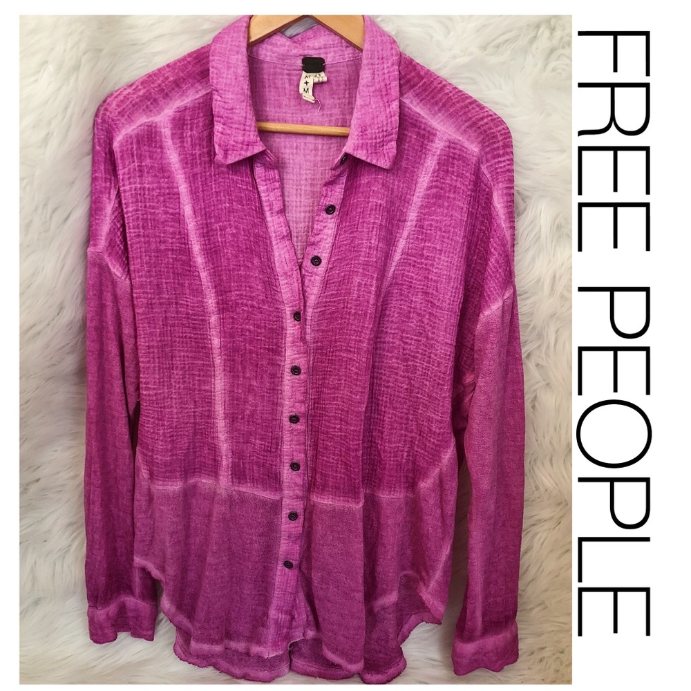 FREE PEOPLE Purple Collared Blouse